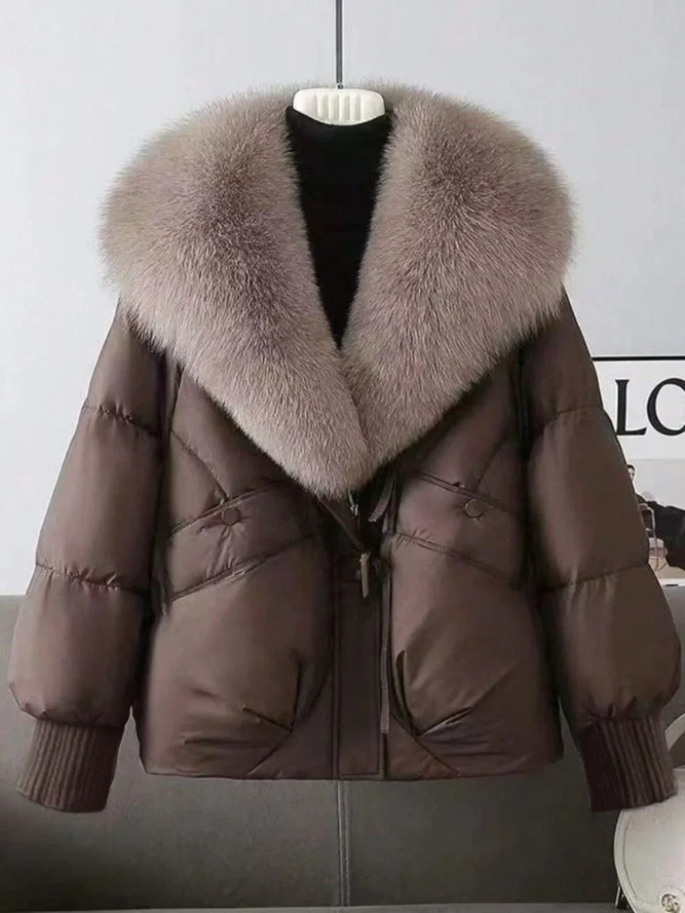 Brown Casual Women's Short Loose Thick Cotton-Padded Jacket